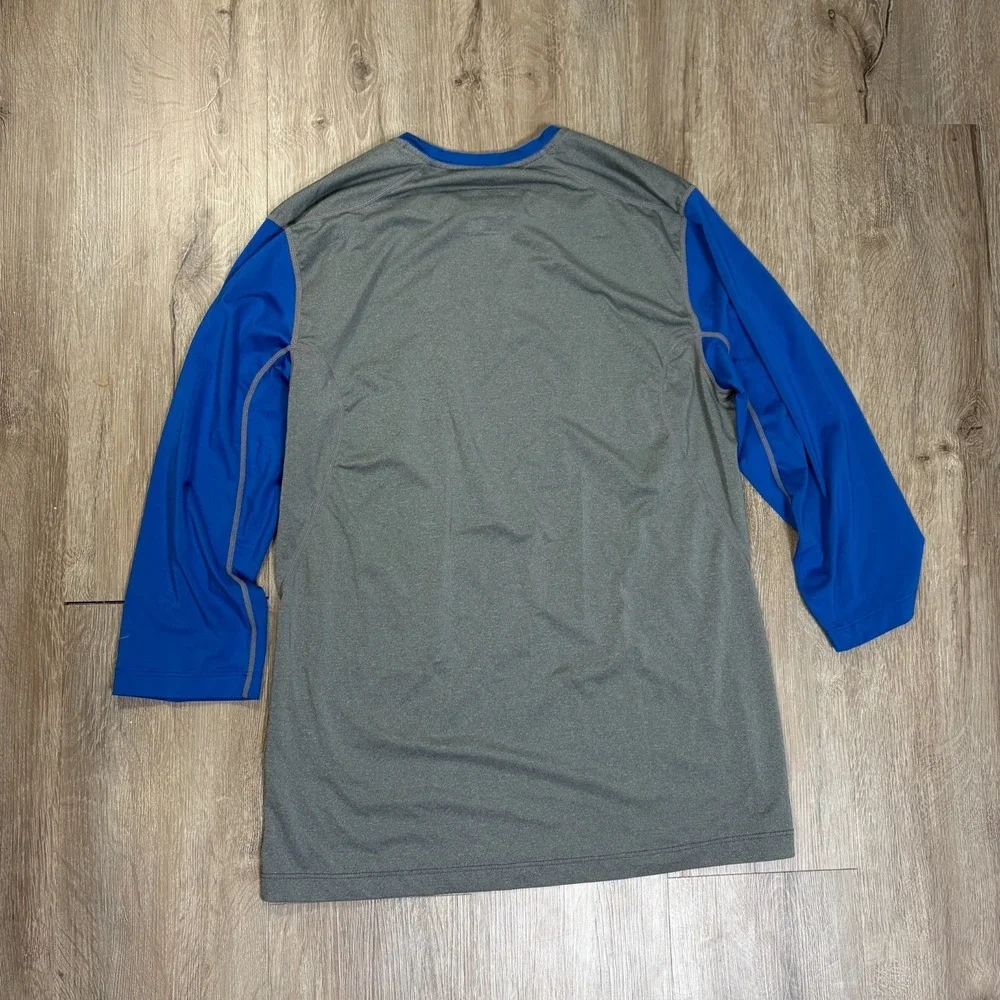 Nike Pro Combat Mens Batting Shirt Medium 3/4 Sleeve Active Gray Blue
